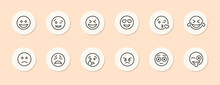 Emoji line icon. Emotions, joy, sadness, anger, laughter, love, pleasure. Pastel color background. Vector line icon for business