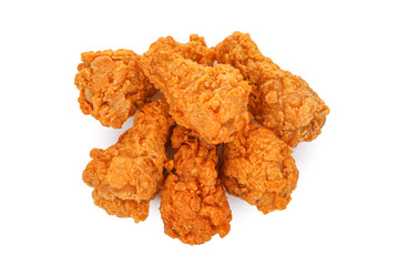 Wall Mural - Heap of fried spicy chicken wings isolated on transparent background. PNG