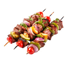 Delicious Grilled Meat And Vegetable Kebab Skewer Isolated On Transparent Background Remove Png Created With Generative AI, Clipping Path