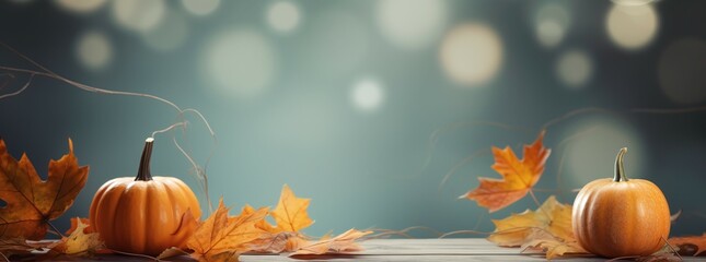 Canvas Print - pumpkins and autumn leaves