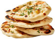 © NORN - Indian naan bread with garlic and butter, Pita bread on a white background.