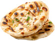 © NORN - Indian naan bread with garlic and butter, Pita bread on a white background. Generative AI