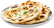 © NORN - Indian naan bread with garlic and butter, Pita bread on a white background. Generative AI