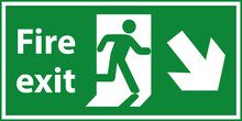 Green Emergency Fire Exit Sign, Fire Sign, Green Exit Sign. Running Man Icon. Vector Illustration.