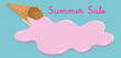 Template Summer Sale with pink melting ice out of a cone like melting prices as copy space for your text e. g. discounts. High quality illustration, high resolution jpg.