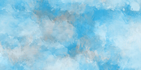 Light blue watercolor background. Abstract blue-sky background with cloud. Soft sky-blue Classic hand-painted aquarelle watercolor background.