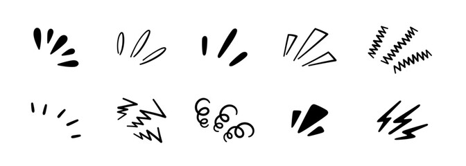 doodle radial line rays. hand drawn round corner shine. sunburst sparkle element. sun burst doodle i
