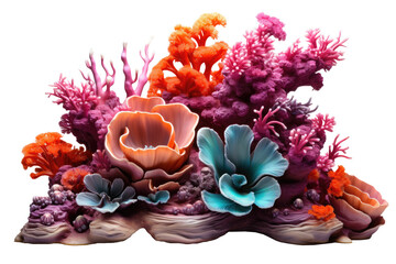 Wall Mural - Beautiful coral reef isolated on transparent background. Generative Ai