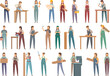 © nsit0108 - Woman carpenter icons set cartoon vector. Art work. Worker person