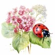 pink flowers with ladybug