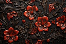 Richly Ornate Black Red. Generate Ai