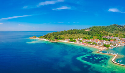 Wall Mural - Aerial view of beach in Limenas, Thassos island, Greece, Europe.