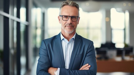 Canvas Print - portrait of a businessman standing with his arms crossed in office