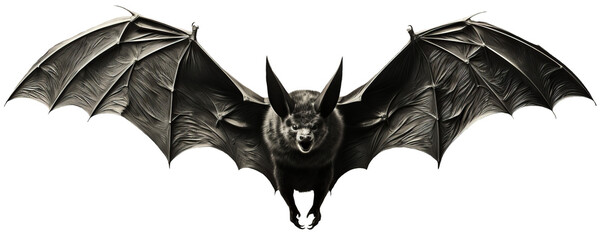 Bat in flight. Wing flap. Isolated transparent background. Generative Ai