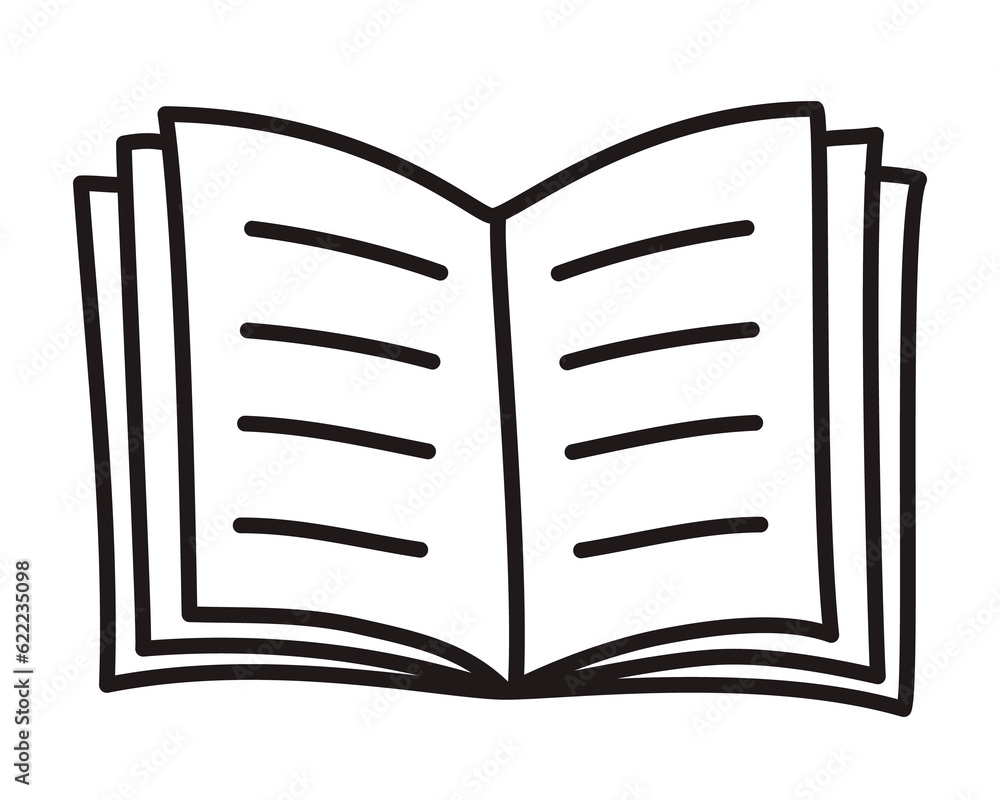 Doodle book icon freehand drawn with thin line in minimalistic style ...