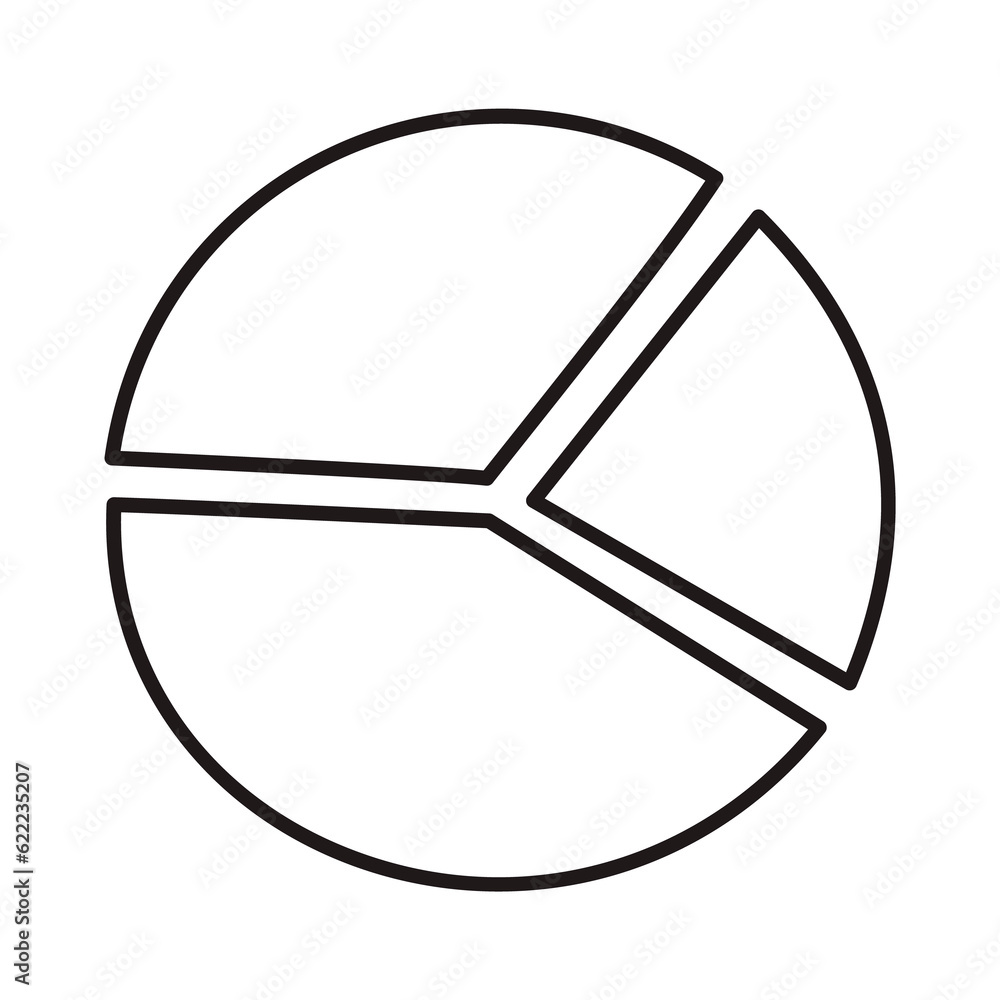 Doodle pie chart graph icon or logo, hand drawn with thin black line ...
