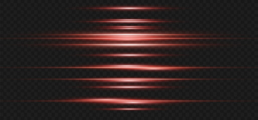Wall Mural - light flash or red neon stripes. laser beams. beautiful light reflections. glowing stripes on a tran