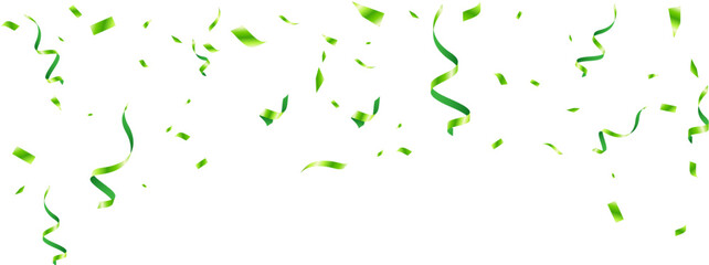 Wall Mural - colorful confetti and zigzag ribbon falling from above streamers, tinsel vector