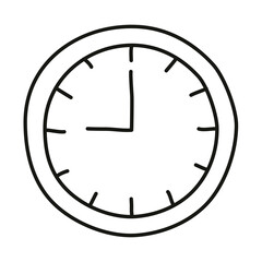 Wall Mural - Doodle wall clock watch icon hand drawn with thin line in minimalistic style. Png clipart isolated on transparent background