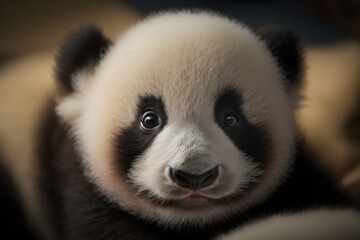 Closeup of a baby panda face