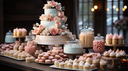 Sticker - wedding cake with candles and flowers