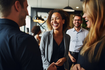 A candid snapshot of colleagues sharing a light moment during a team-building activity, colleagues, portrait, business Generative AI