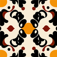 Exquisite Black And Orange Pattern Gracefully Adorning A White Background Reminiscent Of Art Nouveau Elegance, Particularly Seen In Its Floor Pattern.