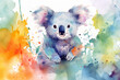 watercolor style painting of a koala shape