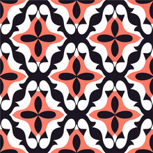 Vibrant Black And Orange Pattern On A White Background. This Captivating Fabric Design Repeats Seamlessly, Showcasing An Abstract And Eye Catching Pattern.