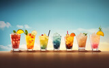 Fototapeta  - colorful cocktails with summer vibe background