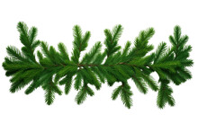 Isolated Green Christmas Tree Branches Border On Transparent Background. Generative AI