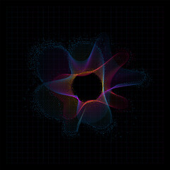 Wall Mural - dark abstract background with glowing wavy tunnel. shiny moving lines design element. futuristic tec