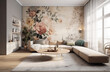 Fashionable living room interior. Generative AI illustration 