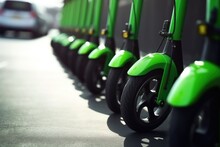 City Scooter Concept Renting Service Company Lime Green, AI Generated Illustration