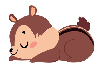 Canvas Print - Funny Chipmunk Character with Cute Snout Lying Vector Illustration