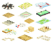 Different Board Or Tabletop Games With Pieces And Playing Surface Big Vector Set