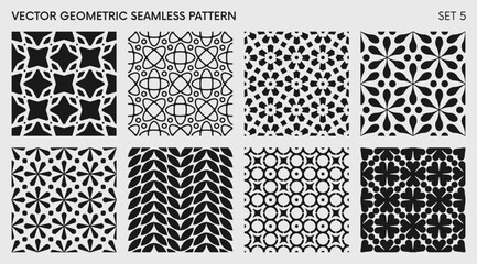 Wall Mural - Seamless vector elegant abstract geometric pattern for various design, Black and white rhythmic repeating texture, creative modern background with element various shapes, set 5