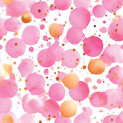 Poster - Pink dots pattern watercolor in watercolor style on black background.