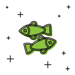 Sticker - Black Dead fish icon isolated on white background. Vector