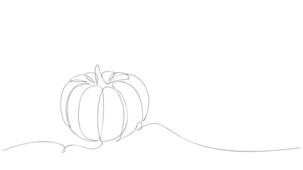 Wall Mural - Pumpkin in continuous line art drawing style. Vector illustration
