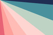 © Tasha Vector - Retro sunburst from top left corner. Pastel vintage rays radiate. Blue, pale pink, green color palette. Colorful sun beams background. 60s, 70s old fashioned poster or banner. Vector illustration.