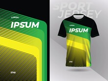 Green Yellow Shirt Sport Jersey Mockup Template Design For Soccer, Football, Racing, Gaming, Motocross, Cycling, And Running 