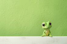 Small Lizard In Front Of Green Background