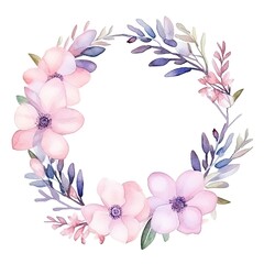 Canvas Print - Watercolor floral frame.  Illustration AI Generative.