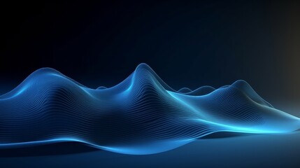 Wall Mural - abstract curve line digital technology graphics background digital data information in audio curve line form dark background blue colour tone,generative ai