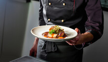 Food Elegant Expensive Dish Plate Dark Black Gourmet Dinner Chef