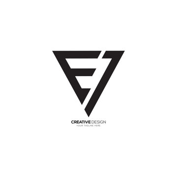 Triangle letter EV modern shape alphabet creative monogram logo. EV logo. VE logo