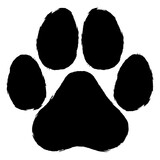 Dog paw print brush stroke style