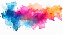 Colorful Watercolor Stain Isolated On A White Background AI