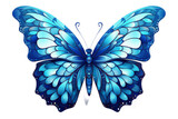 Fototapeta Motyle - Blue Butterfly Illustration on Transparent Background. Generative AI